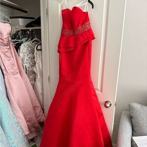Elegant Red Peplum Gown